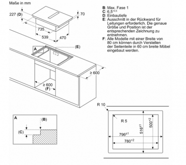 Bosch PXL82BH26E, Serie 6, Kochfeld mit Dunstabzug (Induktion), 80 cm, Mattschwarz, flächenbündig